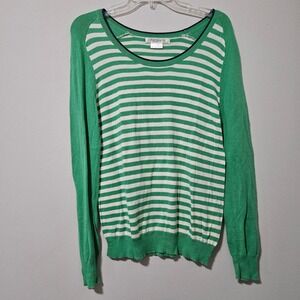 Old Navy Maternity Green White Striped Raglan Long Sleeve Sweater Small
